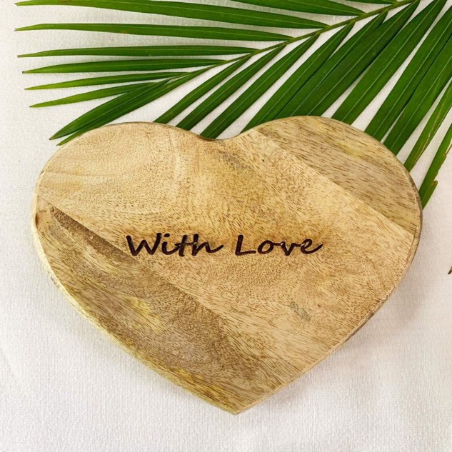 Wooden Engraved with Love - Heart Cheese Grazing Board