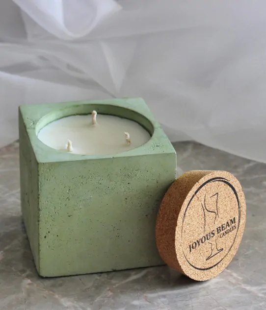Triple Wick Concrete Cube Candle - Soothing Patchouli and Cedarwood
